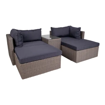 Produktbild von Rosino Loungeset inkl. Sitzkissen, grau mit schwarzen Sitzkissen.