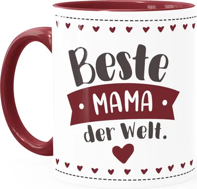 Produktbild von Kaffee-Tasse Beste/r Mama/Papa der Welt Danke sagenGeschenk Mütter Väter Geburtstag Weihnachten Moonworks® Beste Mama Herzbordüre inner-bordeaux Keramik-Tasse