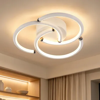Produktbild von ZMH Deckenlampe Küche LED Deckenleuchte 24W 3000K Schlafzimmerlampe Küchenlampe Decke Weiß Ringe Design Flurlampe für Esszimmer Kinderzimmer Büro