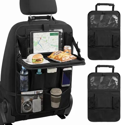 Immagine prodotto di 2 organizer per sedili auto con tavolino pieghevole e scomparti portaoggetti
