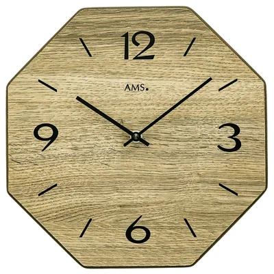 Produktbild von AMS W9714 Quarzuhr mit Holzgehäuse und bedrucktem Zifferblatt