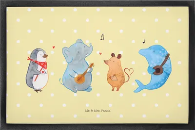Produktbild von Mr. & Mrs. Panda Schmutzfangmatte Big Band 50 x 75 cm - Gelb Pastell - Geschenk, Schmutzmatte, Fussmatte, Lustige Sprüche, Fußabstreifer, Hund, Elefant, fußmatte, Musik