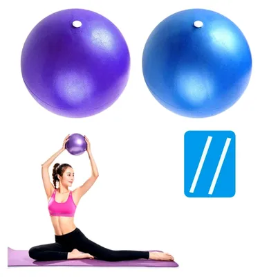 Produktbild von 2 x weicher Pilates-Ball, Core Balance kleiner Anti-Burst-Gymnastikball mit aufblasbarem Strohhalm, für Pilates, Yoga, Kerntraining und Physiotherapie, Zuhause, Fitnessstudio, Büro, Blau