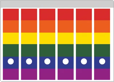 Produktbild von Wallario Ordnerrücken Sticker, selbstklebend für breite Ordner, 6 Stück, Motiv Regenbogen Flagge Fahne