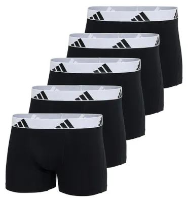 Immagine prodotto di boxer adidas da uomo, confezione da 5 pezzi, cotone Active Flex, logo nero/bianco L