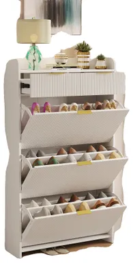 Zdjęcie produktu dla Szafka na buty, 3 szuflady, minimalistyczny, nowoczesny styl, BIAŁA