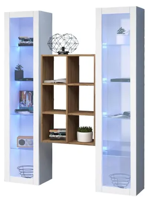 Produktbild von Dmora Vitrine Gadoni 40x30x180 cm Weiß, 12 Regalböden, 2 Türen