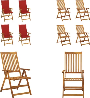 Immagine prodotto di vidaXL Schienale alto regolabile 4 pezzi con cuscini in legno massiccio di acacia - Sedia da giardino - Sedie da giardino - Sedia da giardino in legno - Sedie da giardino in legno