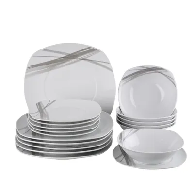 Obrázok produktu pre 18-dielny jedálenský servis sada riadu jedálenská súprava riad 6 osôb jedálenský servis sada tanierov porcelán