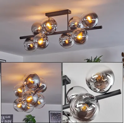 Produktbild von Fossobiubo Deckenlampe aus Metall/Glas in Schwarz/Chrom-/Rauchfarben/Klar