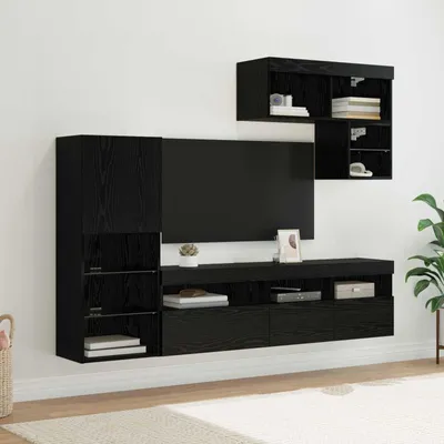 Produktbild von Maison Exclusive - TV-Wandgeräte 6 pcs Schwarz Eichen-Optik Holzwerkstoff