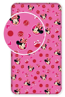 Imagen del producto de Sábana bajera con elástico de Disney, Minnie Mouse, de algodón para cuna infantil (90x200+25 cm)
