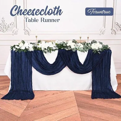 Produktbild von Famanu Tischläufer Dunkelblau 10 Stück - 55 x 180 cm - Boho Stoffläufer für Feierlichkeiten