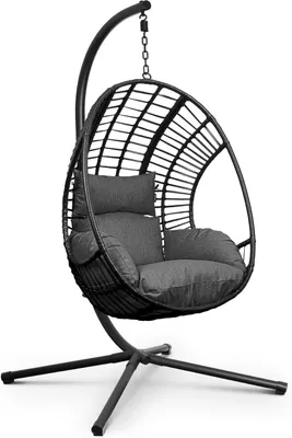Image de Fauteuil suspendu XXL - Fauteuil suspendu avec support - Pour intérieur et extérieur - Inclut des coussins - Fauteuil en forme d'œuf