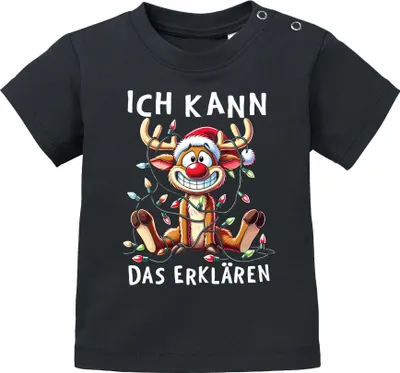 Produktbild von Baby Langarm-Shirt Weihnachten Lustig Rentier Weihnachtsshirt Baumwolle Junge/Mädchen MoonWorks®