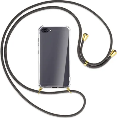 Produktbild von Handykette Backcover-Schutzhülle mit Band (Metall goldfarben) für Asus Zenfone 4 Max (Pro/Plus) - dunkelgrau