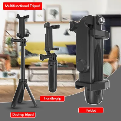 Image de Yctze Portable Pliable -Bureau -Trépied -Porte-téléphone avec 3 sections Explentable Phone Longue pour Smartphone -Vlog -Anregistrement Selfie Live Stream