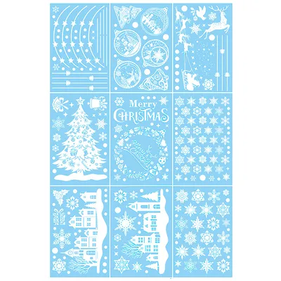 Produktbild von 244-teilig Fensterbilder Weihnachten, Wiederverwendbare Weihnachts-Fensteraufkleber, Schneeflocken PVC Fensterdeko mit Häusern, Selbstklebend