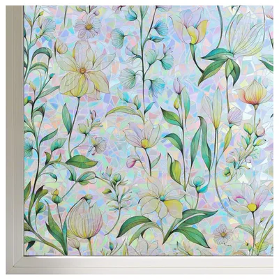 Obrázok produktu pre Okenná fólia 60 x 200 cm, samolepiaca, nepriehľadná, kvetinový vzor, pre obývaciu izbu