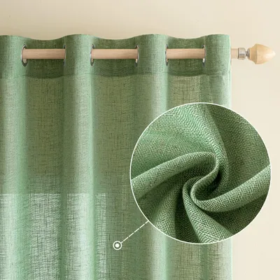 Linnenlook-Gardinen mit Ösen, 2er-Set, 140x175 cm, Grün