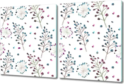 Produktbild von Glas Schneidebrett Herdabdeckplatten Schneideplatten - 2x 40x52 cm - Zarte Blumen