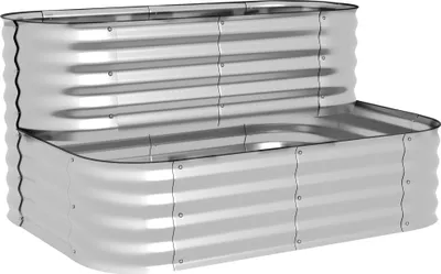 Image de Fortuna Lai Étagère à fleurs Étagère à plantes Jardin Balcon 118x45x30cm en métal argenté, robuste et élégante pour vos plantes