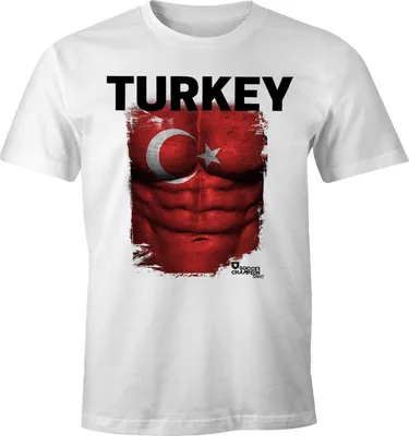 Produktbild von EM T-Shirt Herren Fußball Türkei Flagge Fanshirt Waschbrettbauch MoonWorks® 3XL