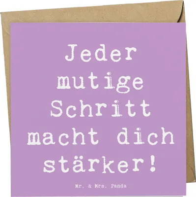 Produktbild von Mr. & Mrs. Panda Grußkarte Spruch Angst überwinden - Lavendeltraum - Geschenk, Stärke, Motivation, anlasskarte, Zuversicht, Glückwunschkarte, Freiheit, Herausforderungen