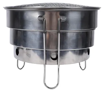 Produktbild von Tragbarer, zusammenklappbarer Holzkohlegrill aus Edelstahl – Camping-Grill für das Kochen im Freien, auf der Terrasse oder im Garten – CW305 28 BBQ-Grill