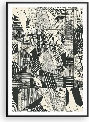 Produktbild von Gerahmtes Poster - Schwarzer Rahmen - Abstraktion Vintage Schwarz - 70x100 cm - Wand Bild - Wanddeko - Wandbilder - Kunstposter - Wandposter - Bilderrahmen - Bilder - Kunstdruck - P2BPA70x100-5052