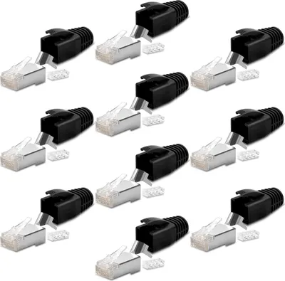 Produktbild von Netzwerkstecker CAT7 CAT6A CAT6 RJ45 10x Netzwerk Stecker vergoldet Crimpstecker