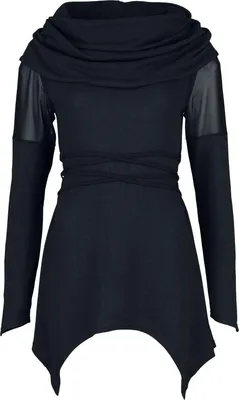 Produktbild von Black Premium by EMP Damen schwarzes Langarmshirt mit Mesh-Einsatz M