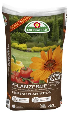 Produktbild von Greenworld Premium Pflanzerde torffrei 60 L