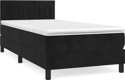 Produktbild von vidaXL Boxspringbett mit Matratze Schwarz 90x200 cm Samt