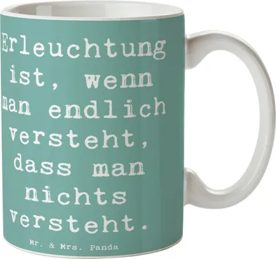 Produktbild von Mr. & Mrs. Panda Kaffeetasse Spruch Erleuchtung Weisheit - Meeresbrise - Geschenk, Stimmungen, Herz, Zitat, humorvolle Botschaft, Kaffeebecher, Geschenktasse, Gefühl