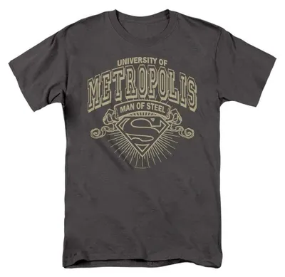 Image de T-shirt Superman - "University Of Metropolis" - Unie, pour hommes et femmes, modèle TV36783 (Taille L) (Couleur : Noir charbon)
