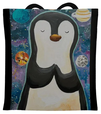 Produktbild von Mr. & Mrs. Panda Jutebeutel Pinguin Universum - Schwarz - Geschenk, Beutel, Tote Bag, Schultasche, Tasche, Uni