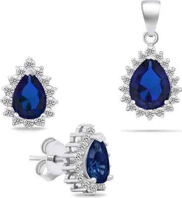 Immagine prodotto di Set di gioielli in argento con zirconi SET226WB (orecchini, ciondolo)
