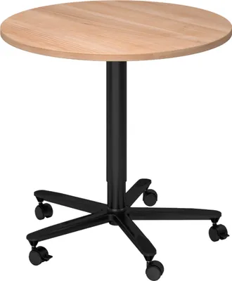Produktbild von bümö Säulenhubtisch rund ST - Nachbildung: Nussbaum, tischfuss: schwarz