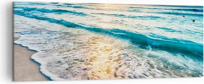 Produktbild von Bild auf Leinwand - Leinwandbild - Meer Welle Strand - 140x50cm - Wand Bild - Wanddeko - Wandbilder - Leinwanddruck - Bilder - Kunstdruck - Wanddekoration - Leinwand bilder - Wandkunst - AB140x50-3621
