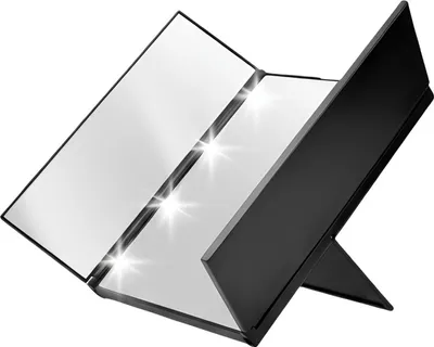 Obrázek produktu pro Avizar, skládací kosmetické zrcátko s LED osvětlením, černé