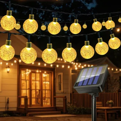Obrázok produktu pre LED svetelný reťazec, 11 metrov, 60 LED, solárny, vodotesný (IP65), 8 režimov, teplá biela, vianočný