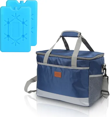 Immagine prodotto di TolleTour 15 L Borsa termica Borsa isolante Borsa termica Impermeabile Borsa da picnic Pieghevole Frigorifero portatile con set di 2 accumulatori di freddo Elementi refrigeranti Camping Pranzo Blu
