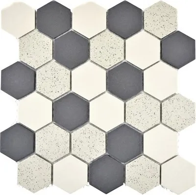Produktbild von Keramikmosaik CU HX210M 27,1x28,1 cm creme/schwarz