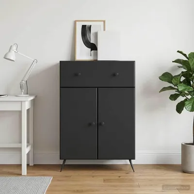 Zdjęcie produktu dla Komoda vidaXL, czarna, 66 x 34,5 x 90 cm, materiał drewnopochodny