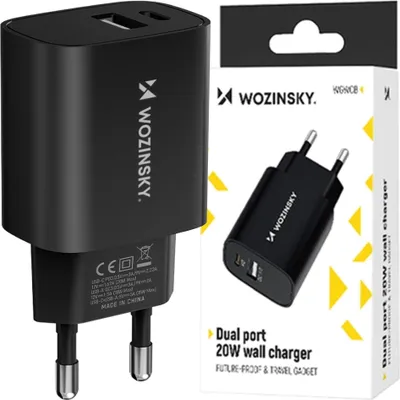 Immagine prodotto di Caricabatterie da rete Wozinsky Wgwcb Usb-A Usb-C 20W - Nero