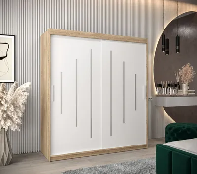 Obrázek produktu pro Šatní skříň EMA - šířka 180 cm, dub sonoma / bílá