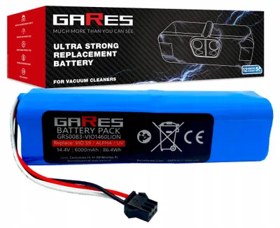 Obrázok produktu pre Gares Náhradná batéria pre Viomi S9, Alpha, UV | 14,4V 6,0 Ah Li-Ion | Vysokovýkonná batéria pre robotický vysávač | Kompatibilná s Viomi S9, Alpha, UV | Prémiová kvalita