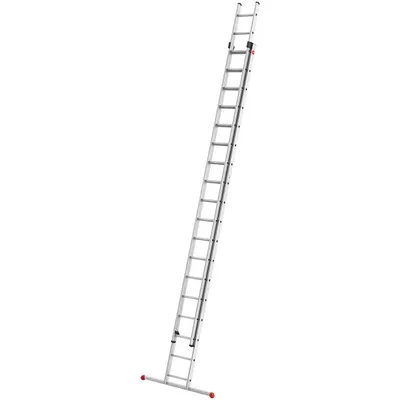 Produktbild von Hailo S80 ProfiStep Duo Alu-Schiebeleiter - 2 x 18 Sprossen belastbar bis 150 kg - Rastsystem mit Anhebesicherung - sprossenweise höhenverstellbar - Aluleiter  Germany - rostfrei - Silber