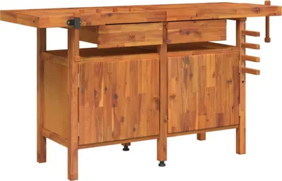Produktbild von vidaXL Werkbank mit Schubladen Schraubstöcken 162x62x83 cm Akazienholz